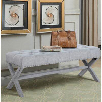House of Hampton Hafer Tufted Nailhead Upholstered Bench
