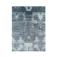 EORC Hand Knotted Wool And Viscose Grey Classic Modern Modern Rug