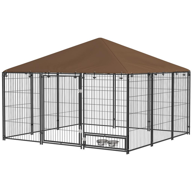Dog Kennel 6.9' x 6.9' x 5' Coffee in Accessories - Image 2
