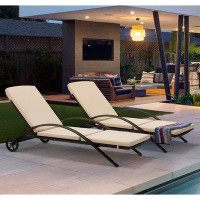 Latitude Run® Latitude Run® Outdoor Chaise Lounge Chair Set Of 2,pe Rattan Wicker Pool Lounge Chair Arm Rest With 5 Adju
