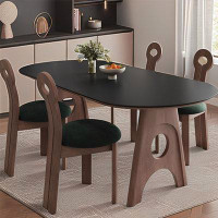 Elevat Home Vintage Oval Sintered Stone Dining Table And Chair Oval Dining Set