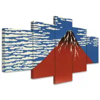 IDEA4WALL Red Fuji by Katsushika Hokusai Abstract Plants Illustrations Extra Large Wall Decor Modern