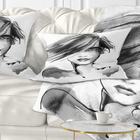 East Urban Home Abstract Portrait Young Woman Lumbar Pillow