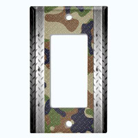 WorldAcc Metal Light Switch Plate Outlet Cover (Multi Camouflage Vertical - Single Rocker)