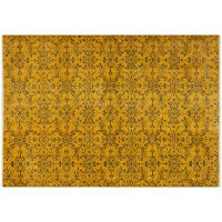 Rug N Carpet Vintage Yellow Oriental Wool and Cotton Handmade Area Rug