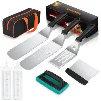 YardStash 8-Piece Flat Top Grill Accessory Set For Blackstone And Camp Chef, Spatula, Griddle Cleaning Kit And Carry Bag