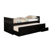Wildon Home® Twin Captain's Daybed With Storage Trundle Black