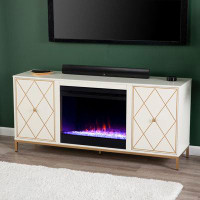 Everly Quinn Amadis Colour Changing Fireplace W/ Media Storage - Cream