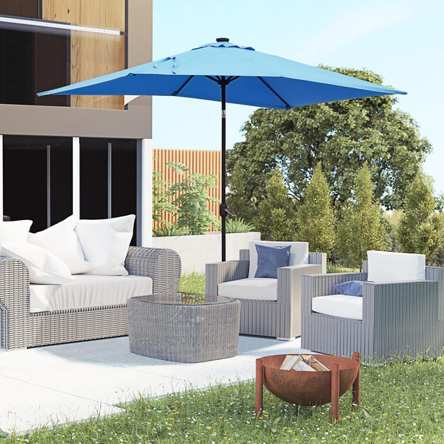 Patio Umbrella 9.7' L x 6.2' W x 8.4' H Light Blue in Patio & Garden Furniture