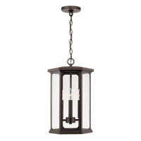 Capital Lighting 12" W X 20" H Outdoor 4-Light Hanging Lantern In Oiled Bronze With Clear Glass