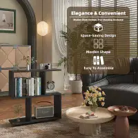 Ebern Designs Geometric 2-Tier Open Shelf Bookcase - Versatile Wood Display & Storage Unit For Living Room, Office, Smal