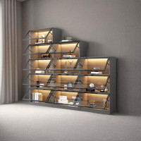 Hillock Home Latticed Bookcase With Glass Door Modern Dust Proof Display Case Bookcase