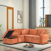 Latitude Run® Eileadh L-shaped Sleeper Sofa Bed With Charging Station And A Movable Storage Ottoman