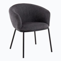 Wenty Contemporary Chair In Black Steel And Charcoal Fabric By Lumisource