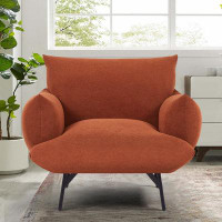 Corrigan Studio Mid-Century Modern Accent Chair, Upholstered Armchair Single Sofa Chair with Metal Legs