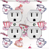 WorldAcc Metal Light Switch Plate Outlet Cover (Coffee Treats Milk Jug Tea Candy White - Single Toggle)