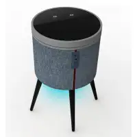 Corrigan Studio Sound Table by Soundstream Wireless Bluetooth Speaker, RGB LED, APP with Swiveling Tempered Glass Top"