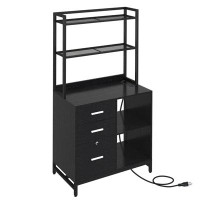 Livofloral Livofloral File Cabinet with Charging Station and Bookshelf