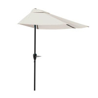 Arlmont & Co. 9’ Half Patio Umbrella with Crank Handle