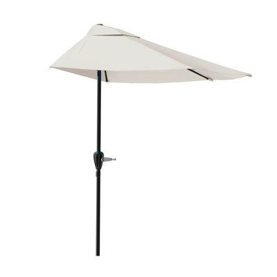 Arlmont & Co. 9’ Half Patio Umbrella with Crank Handle in Patio & Garden Furniture