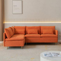 Mercer41 Modular L-Shaped Corner Sofa ,Left Hand Facing Sectional Couch,Orange Cotton Linen-90.9''