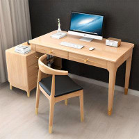 Everly Quinn Solid wood corner desk Retractable office desk writing desk
