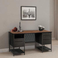 Wildon Home® Retro industrial executive desk.
