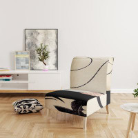 East Urban Home Black and White Fancy Glamorous Gloves - Fashion Upholstered Slipper Chair
