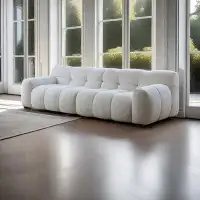 ULTORU 118.08" White Velvet Modular Sofa cushion couch