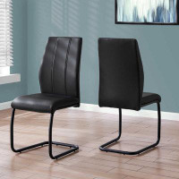 Latitude Run® Set Of Two Taupe Upholstered Faux Leather Slat Back Dining Chairs