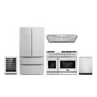 Cosmo 5 Piece Kitchen Package with French Door Refrigerator & 48" Freestanding Gas Range