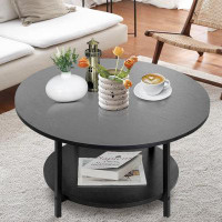 VEENOVA Simple Fashion Round Coffee Table, Sofa Table, Coffee Table, Living Room, Desk, Balcony, Black