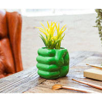 Trinx Marvel Comics Hulk Smash Hand 3-inch Ceramic Mini Planter With Artificial Succulent