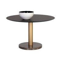 Everly Quinn Aspasios DINING TABLE - GOLD - GREY MARBLE / CHARCOAL GREY - 48"