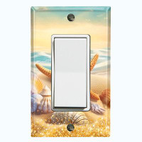 WorldAcc Metal Light Switch Plate Outlet Cover (Ocean Star Fish Sea Shell Beach - Single Rocker)