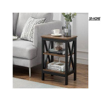 SR-HOME Modern Versatile Nightstands X-Design Side End Table Night Stand Storage Shelf With Bin Drawer For Living Room B