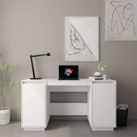 Latitude Run® TDC Desk White 55.1"x19.7"x29.5" Solid Wood Pine
