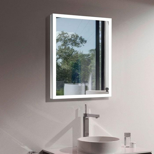 Front Lit LED Bathroom Mirror 28 In H (W= 24, 36 & 48) w Touch Button, Anti Fog, Dimmable, Vertical & Horizontal Mount in Floors & Walls - Image 3