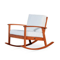 Highland Dunes Buecker Rocking Solid Wood Chair with Cushions