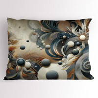 Ambesonne Ambesonne Abstract Pillow Sham Surreal Swirling Posh Art Dark Slate Blue and Tan