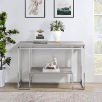 Latitude Run® Kindler Natural Oak and Chrome Sofa Table with 1 Shelf