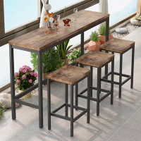 Audiohome Modern Design Kitchen Dining Table, Pub Table, Long Dining Table Set With 3 Stools