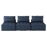 Latitude Run® Trevez 126 In. W Armless Fabric Straight Sofa In Blue