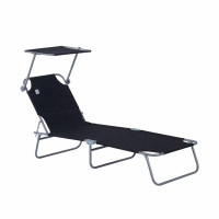 Wrought Studio Adjustable Folding Chaise Lounge with Sun Shade