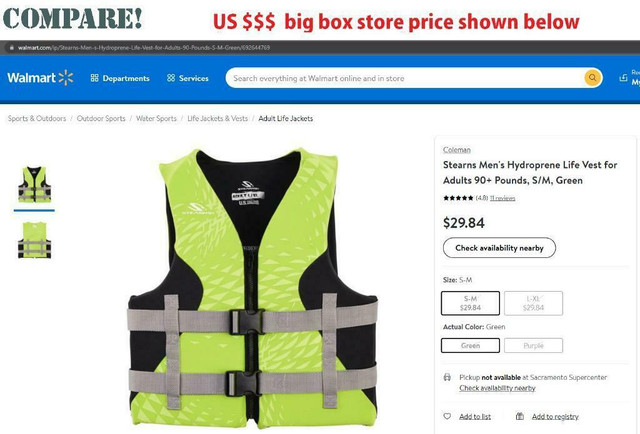 New STEARNS HYDROPRENE TYPE III PDF -- LIFE VEST / JACKET -- COAST GUARD APPROVED - Only $24.95 in Water Sports - Image 4