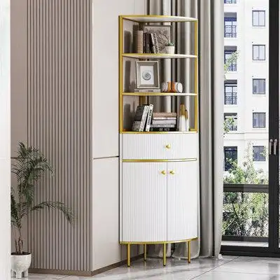 Latitude Run® 74.8" Tall Modern Corner Bookshelf