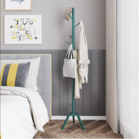 Ebern Designs Elegant Bamboo Coat Rack Stand With 6 Hooks - Premium Free Standing Clothes Hanger Stand In Refreshing Gre