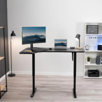 Vivo VIVO Manual 58" X 35" Corner Stand Up Desk, Black Table Top, Black Frame