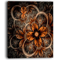 Made in Canada - Design Art Dark Orange Fractal Flower Graphic Art on Wrapped Canvas