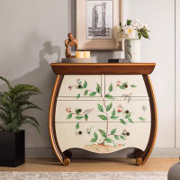 LORENZO Hand-painted pattern solid wood frame decorative cabinet living room storage cabinet porch cabinet
